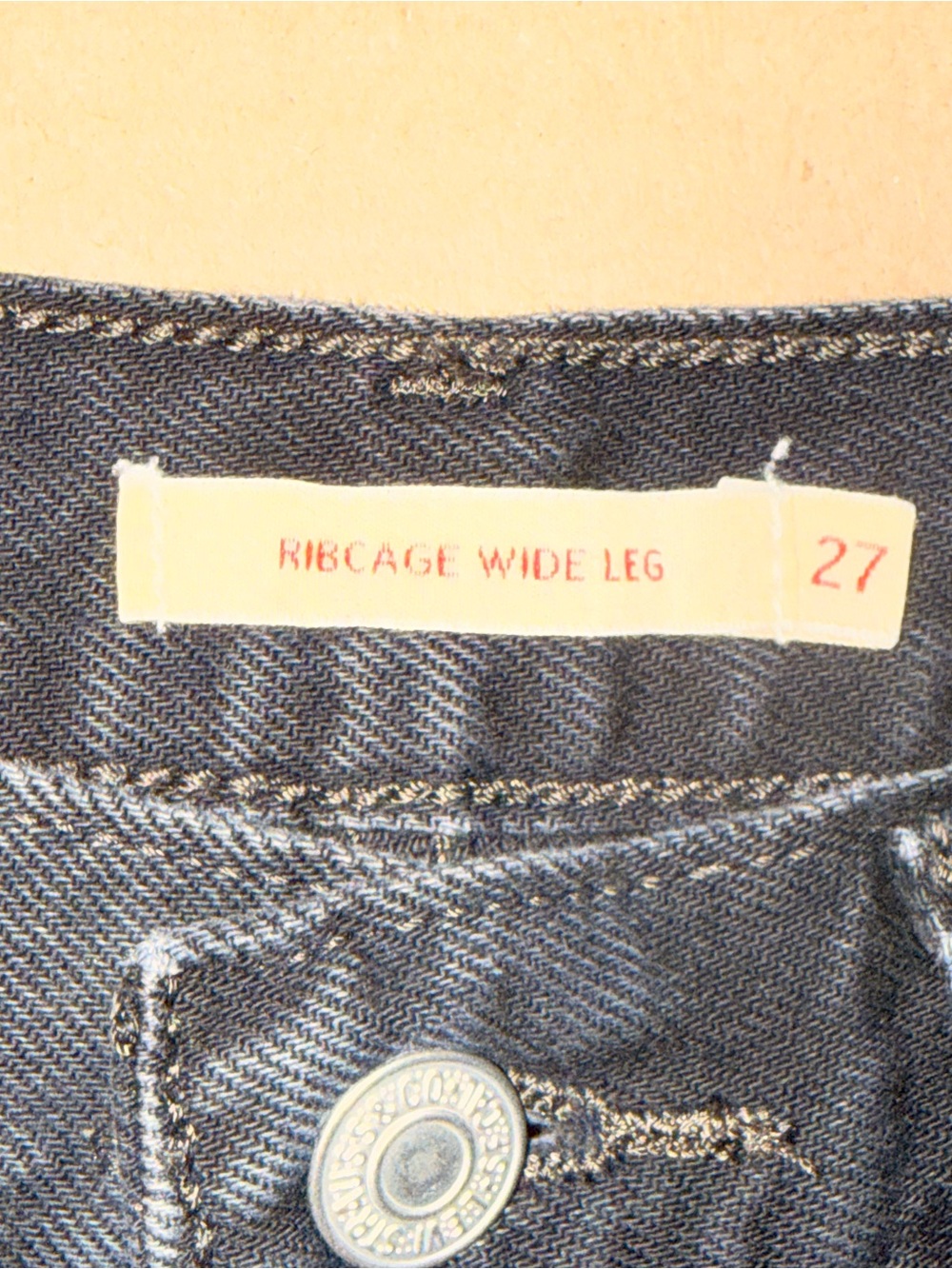 Levi’s Ribcage Wide Leg Jeans Black Size 27 High Rise Like New - Picture 9 of 14